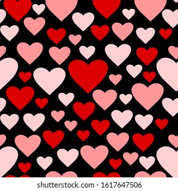 Heart pattern. Love seamless background. Great for Valentines Day, wedding. Vector repeated design. Cartoon flat illustration.