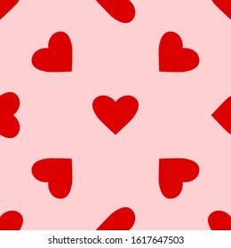 Heart pattern. Love seamless pink background. Great for Valentines Day, wedding. Vector repeated design. Cartoon flat illustration.