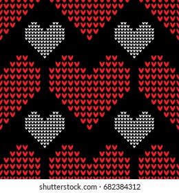 Heart pattern on a black background,seamless vector love background