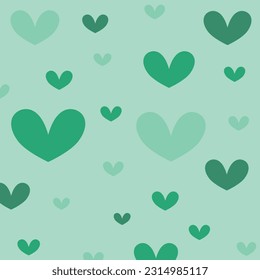 
heart pattern on green background cute gift wrapping paper
