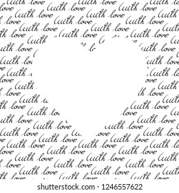 Heart pattern on handwritten text background. With love.
