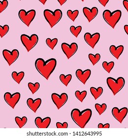 Heart pattern with pink background color. Heart love