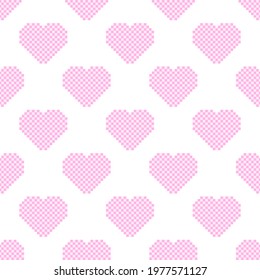 Heart pattern pixel art. Seamless pattern. Pixel art heart pattern. Valentine's Day.
