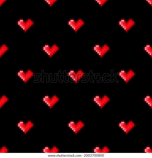 Heart Pattern Pixel Art Seamless Pattern Stock Vector (Royalty Free ...