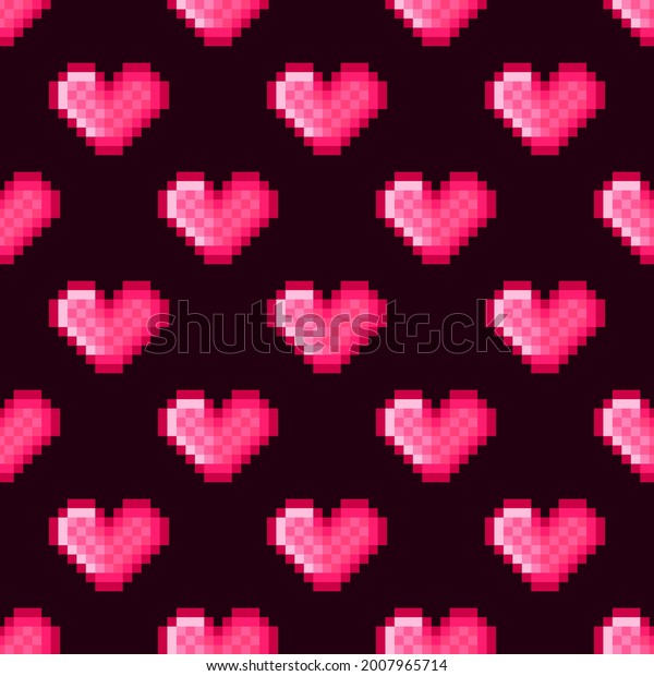 Heart Pattern Pixel Art Seamless Pattern Stock Vector (Royalty Free ...