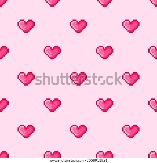 Heart Pattern Pixel Art Seamless Pattern Stock Vector (Royalty Free ...