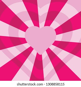 Heart pattern radiation, concentration line, radial, pink valentine's day vector with place for text