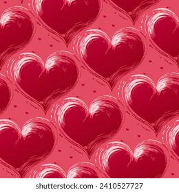 Heart pattern. Red heart on a pink background. Red paint masks. The texture is suitable for Valentine's Day, Mother's Day, wedding. textiles, wallpaper, banners.