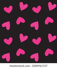 heart pattern romantic valentine day fabric pattern trendy graphic pink black