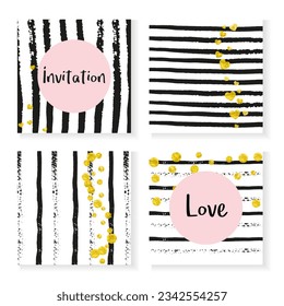 Patrón cardíaco. Conjunto de partículas de cuadernillo. Stripe Winter Concept. Pintura dorada de guardería. Arreglo Matrimonial Blanco. Arte Elegante. Revista Black Vintage. Patrón cardíaco de banda