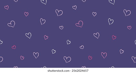 Heart pattern seamless background. Valentine's Day gift wrapping paper design with cute hand drawn hearts.