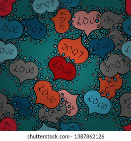 Heart pattern. Seamless Geek valentine':s day hearts background. Valentine':s with blue and black elements. Vector illustration.