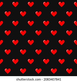 Heart Pattern. Seamless Love Background on Black. Vector