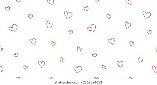 Heart pattern seamless vector. Valentine's Day gift wrapping paper design with cute hand drawn hearts.