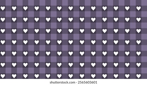 Heart pattern seamless vector. Valentine's Day gift wrapping paper design with classic retro checkered gingham pattern.