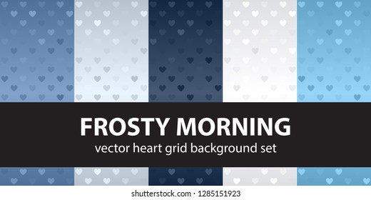 Heart pattern set Frosty Morning. Vector seamless backgrounds