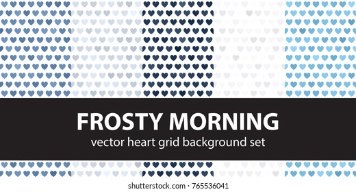 Heart pattern set Frosty Morning. Vector seamless backgrounds