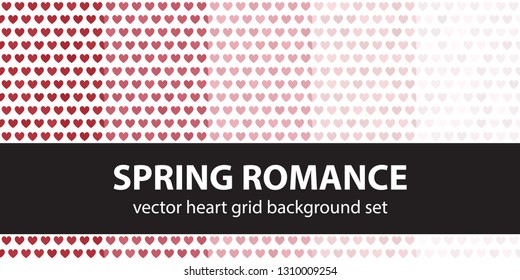 Heart pattern set Spring Romance. Vector seamless backgrounds