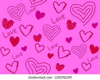 Heart pattern with text LOVE, valentines day theme, fabric printing manufacturing