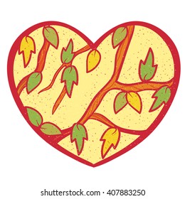 Heart with a pattern tree inside. Vector  design elements, isolated on a white background.