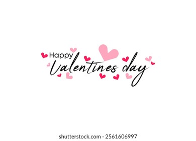 heart pattern and typography of happy valentines day text. Valentines day background Vector illustration. Wallpaper, flyers, invitation, posters, banners