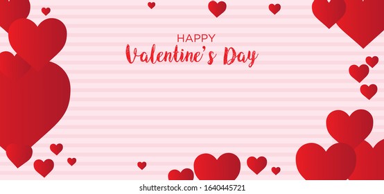 Heart pattern Valentines day card in red color : Vector illustration.
