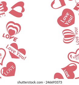 Heart pattern to Valentines Day. Seamless frame border texture with Hearts. Vector icons of hearts