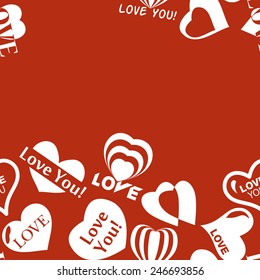 Heart pattern to Valentines Day. Seamless frame border texture with Hearts. Vector icons of hearts