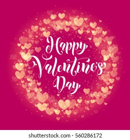 Herzmuster und Valentinstag-Textbuchstaben für Premium-lila-Kranz-Grußkarte