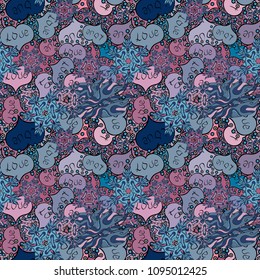 Heart pattern. Valentine':s with neutral, blue and black elements. Vector illustration. Seamless Geek valentine':s day hearts background.