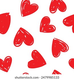 Heart pattern vector. Hand drawn background seamless 