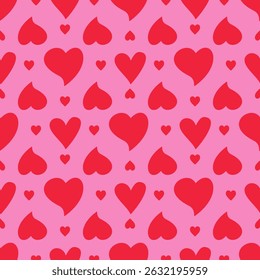 Hartpatroon vector illustratie. Rood hartpatroon naadloze achtergrond met abstracte liefdesvormen. Liefde achtergrond herhaal patroon ontwerp.