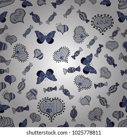Heart pattern. Vector illustration. Seamless Valentine':s with white, gray and violet elements.