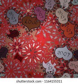 Heart pattern. Vector illustration. Seamless Valentine':s with pink, neutral and orange elements.