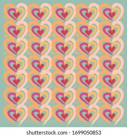 Heart pattern, vector seamless background. Can be used for wedding invitation, card for Valentine's Day or card about love. Child textile design. 