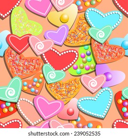 Heart pattern, vector seamless background.