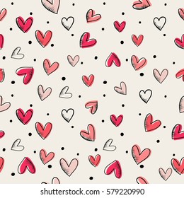 Heart pattern, vector seamless background.