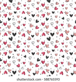 Heart pattern, vector seamless background.