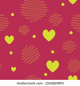 heart pattern in viva magenta color Pantone of 2023 year with line and circle