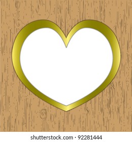 Heart pattern wooden frame gold border.