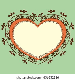 heart with patterns inside on green background