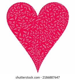 Corazón con patrones. Pegatinas aisladas o íconos sobre el amor.