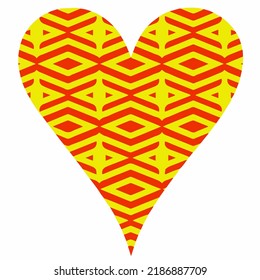 Corazón con patrones. Pegatinas aisladas o íconos sobre el amor.