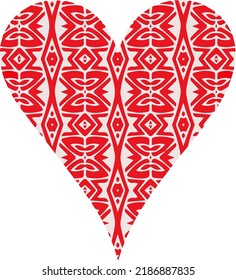 Heart with patterns. Isolated stickers or icons about love.