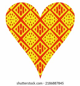 Heart with patterns. Isolated stickers or icons about love.