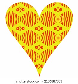 Corazón con patrones. Pegatinas aisladas o íconos sobre el amor.