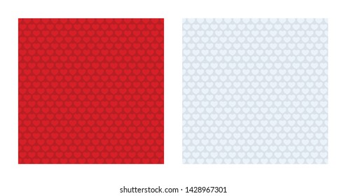 Heart patterns on red and white backgrounds. Romance backgrounds.