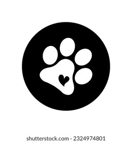 Heart paw icon vector. Dog paw illustration sign. love dog symbol