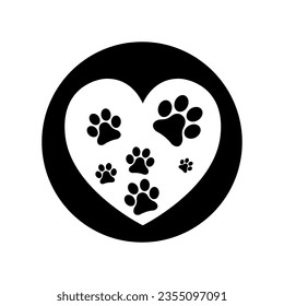 Heart paw icon vector. Dog paw illustration sign. love dog symbol.