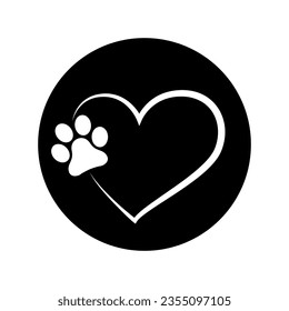 Heart paw icon vector. Dog paw illustration sign. love dog symbol.